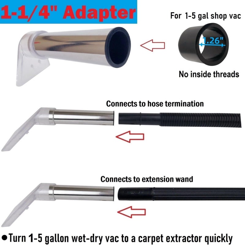 RosyOcean Universal Compatible with All Shop Vacs Extractor Attachment with 2-1/2"" & 1-7/8"" & 1-1/4"" Three Adapters Auto Detailing Vacuum Head Extraction Accessories for Upholstery & Carpet Cleaning - Image 5